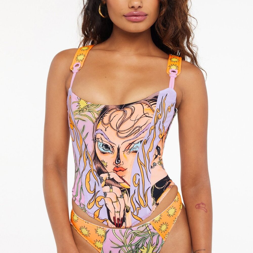 Savage X Fenty x Alice Bloomfield Graphic Corset – Size S